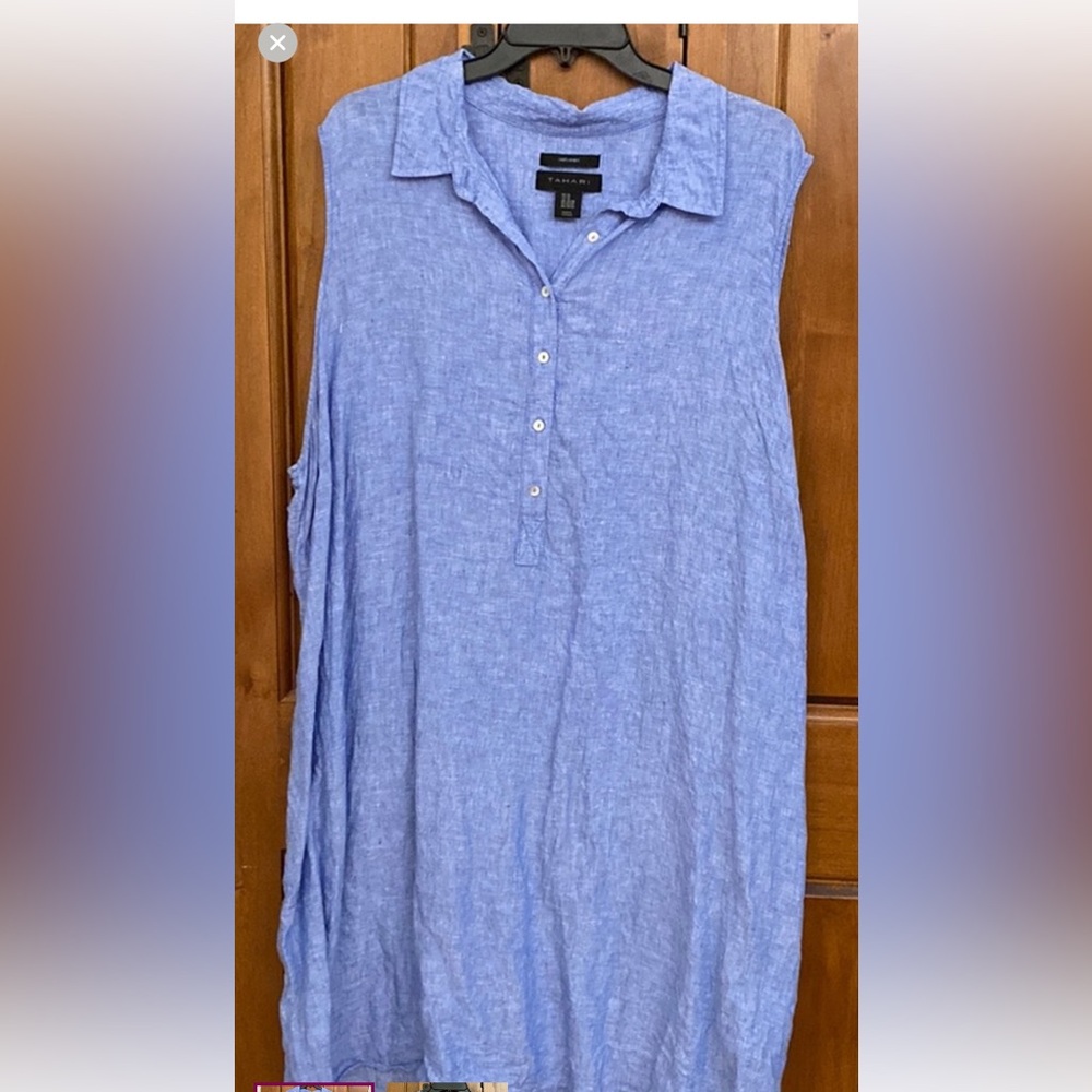 Tahari 3X Linen Shirt Dress